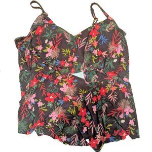 Shade and Shore Tankani floral top size 17-18 womens